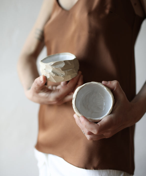 White Kurinuki coffee cup